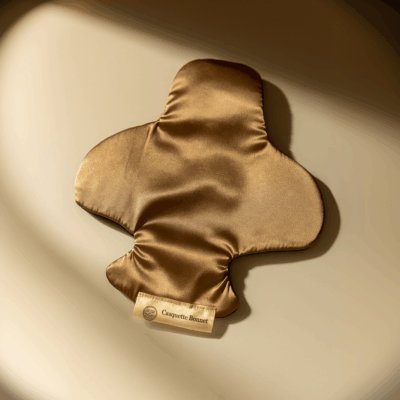 Satin helmet liner in champagne color