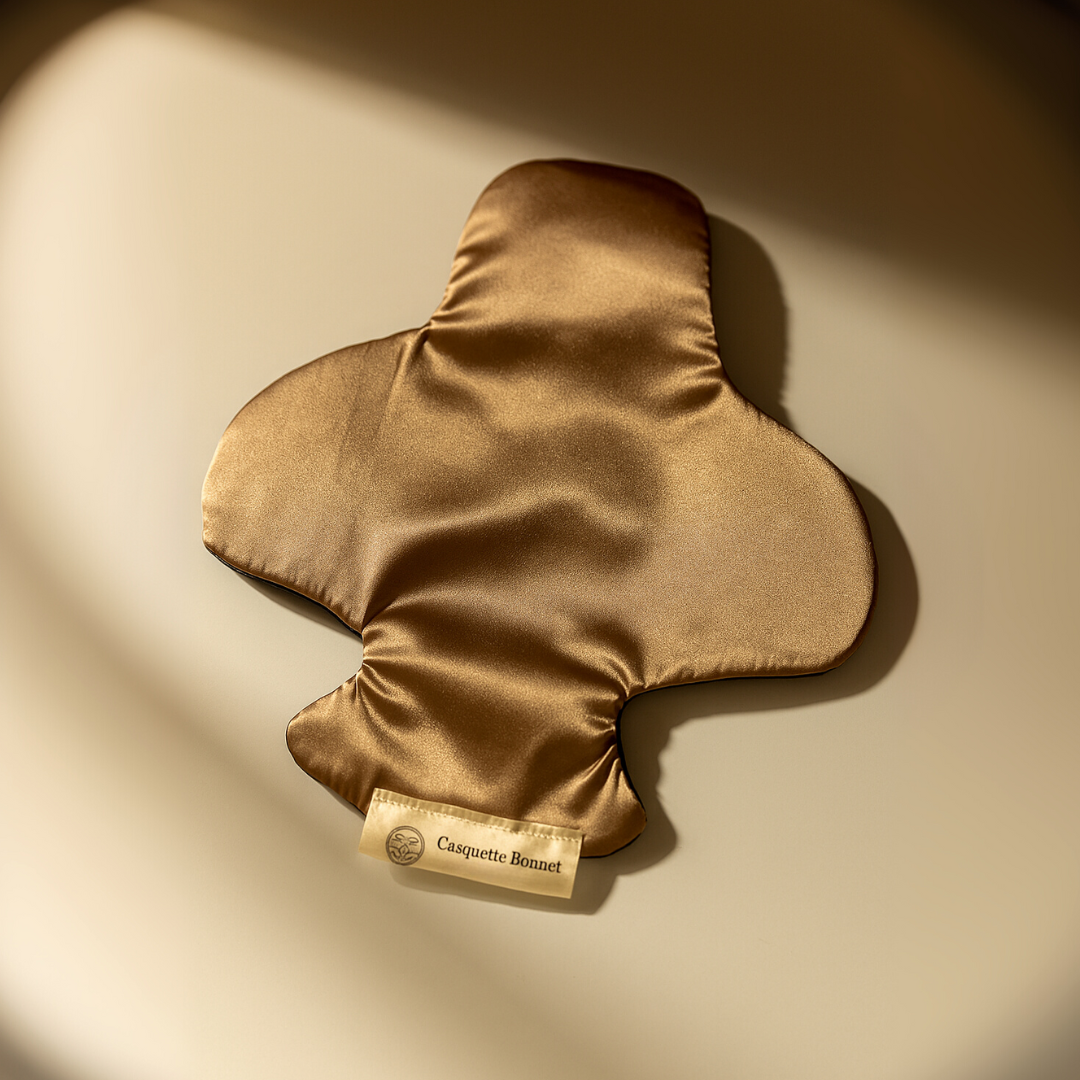 Satin helmet liner in champagne color